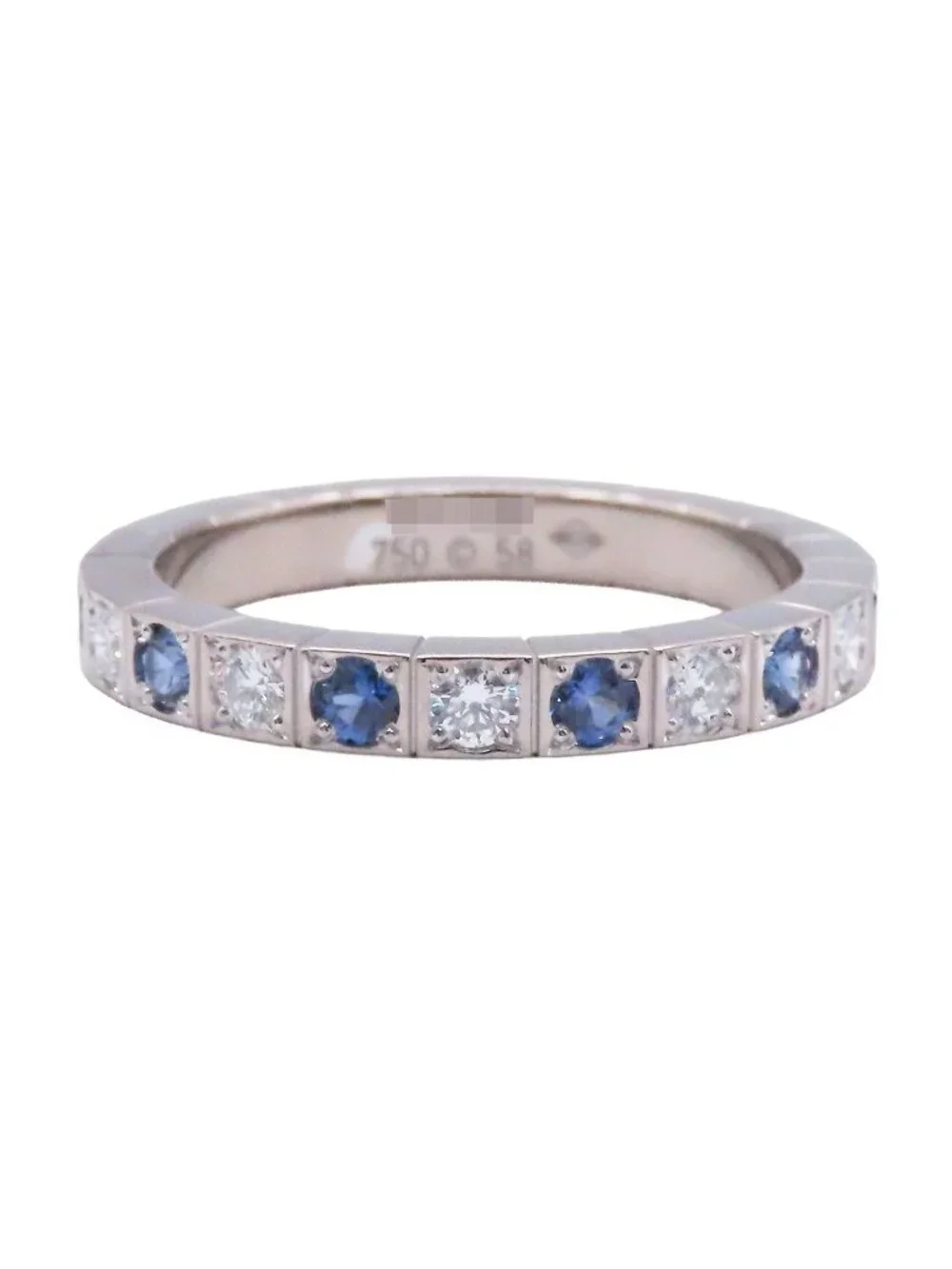 Cartier Lanieres White Gold Diamond Sapphire 18k 58 Ring